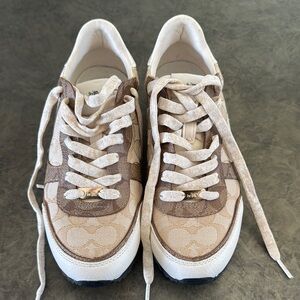 Coach Cream and Brown Athletic Shoes